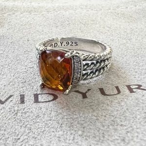 David Yurman Wheaton Petite 10x8mm Ring Citrine & Diamonds 7.25